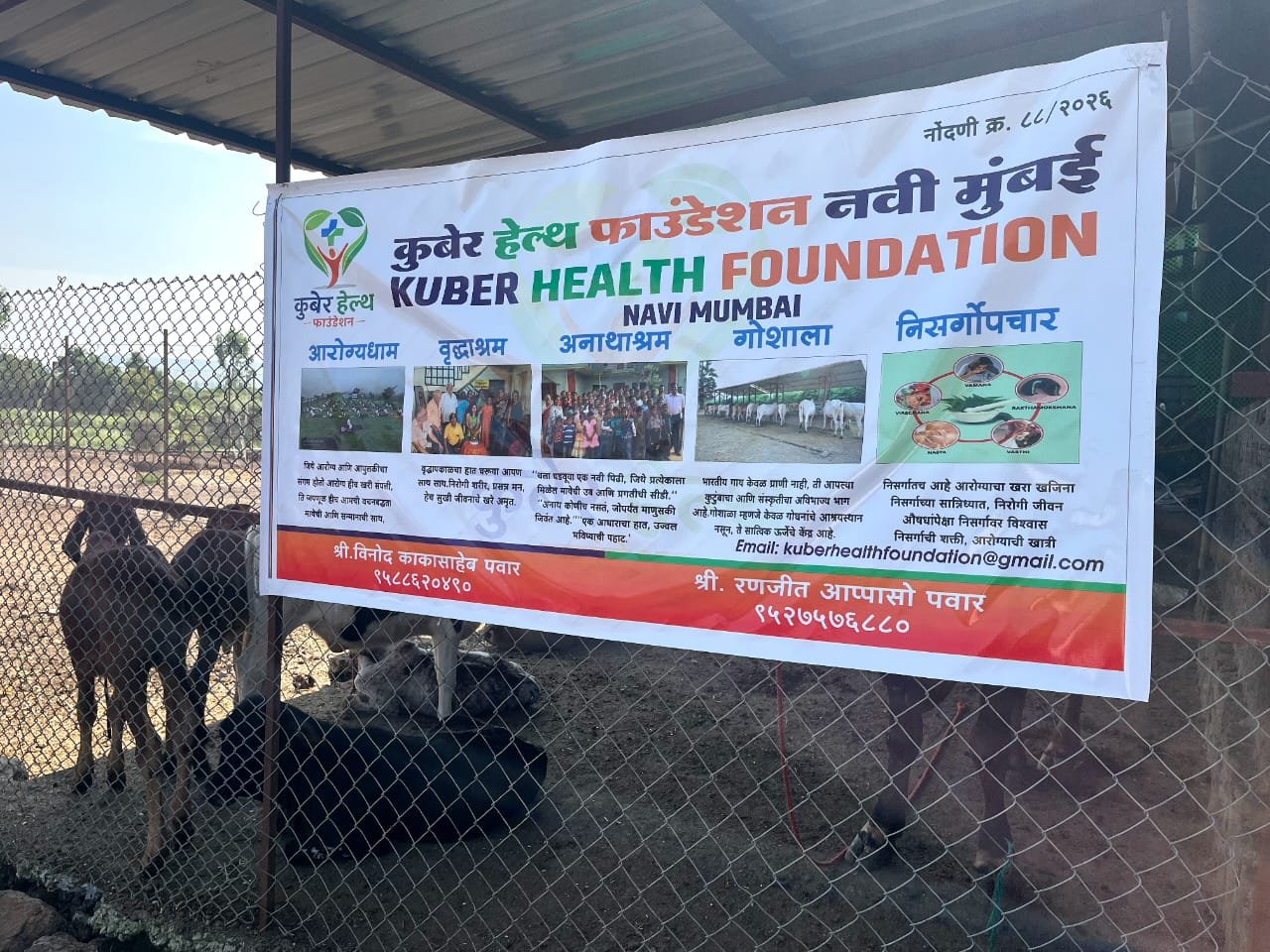 नवलेवाडी गोशाळेस कुबेर हेल्थ फाउंडेशनकडून साहित्य मदत